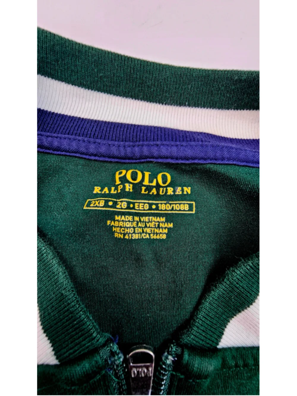 Polo Ralph Lauren Full Zip Varsity Jacket Men's 2XB Green Purple Cotton Pony